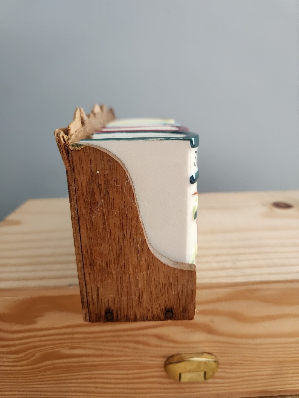 Vintage Ceramic Book Shaped Spice Jar Set with Wooden Rack - Incomplete Set - Picture 4 of 16